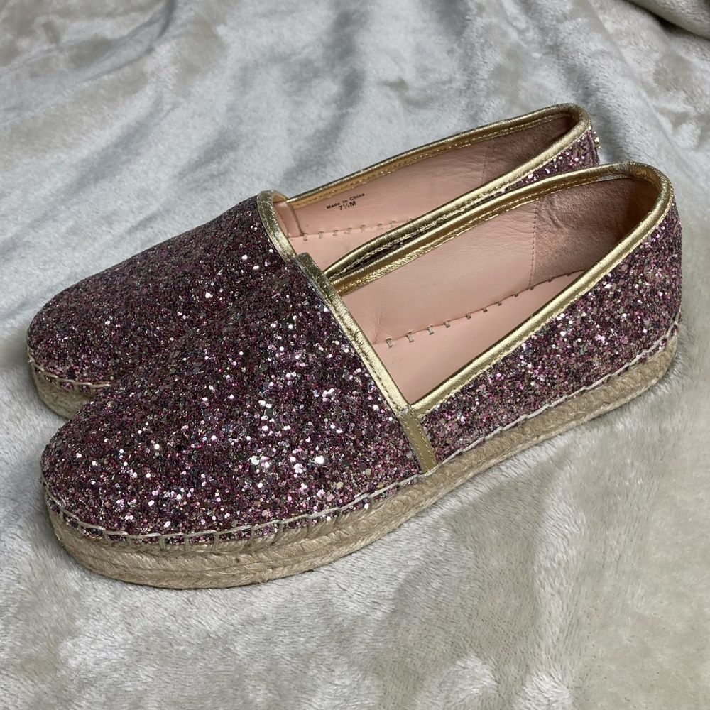 Kate Spade Linds Too Glitter Rose Gold Espadrilles